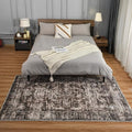 Washable Area Rug 4x6 – Soft Vintage Brown Distressed Carpet for Bedroom, Living Room, Entryway, Kitchen, or Office – Low Pile Indoor Mat for Home Decor