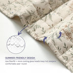 YnM 20lbs Weighted Blanket for Adults, Linen Heavy Bed Throw Blanket with Cooling Glass Beads for All Season Use, Ideal for ~190lbs (60x80 Inches, Queen, Botanical)