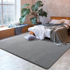 Softlife Area Rug for Bedroom Living Room, Solid Grey Non-Slip 5x7 Fluffy Carpet with Soft Low Pile for Kids Boys Girls, Machine Washable Fuzzy Aethetic Rugs Home Dorm Decor