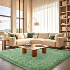 Green Fluffy Rugs for Living Room 5x7 ft - Ultra Soft Faux Fur Area Rug - Plush Non-Slip Shaggy Carpet for Bedroom, Kids Boys Girls Dorm Nursery Room