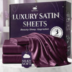SLEEP SANCTUARY Satin Sheets Twin Size – 3 Piece Luxury Silky Bed Set, Softer Than Silk, 15" Deep Pocket, Cooling & Wrinkle-Free, Moisture-Wicking & Breathable for Hair & Skin (Rosewood)
