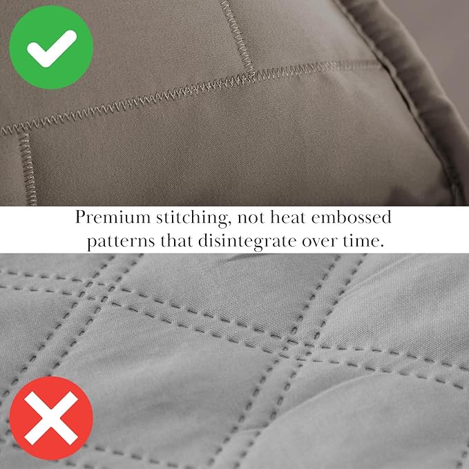Southshore Fine Living, Inc. Oversized Quilt Bedding Set, Twin XL Quilts with Matching Quilted Pillow Sham, Brick Pattern Stitching, Soft Quilted Coverlet, Lightweight Twin Bedspread Set, Dark Taupe
