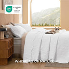 Bedsure Quilt King Size - Ultra Soft Pre-Washed Cloud-Like Bedding, All-Season Lightweight Comforter for Country Bedroom, Leaf Design Coverlet in Pure White, 106 x 96 Inches | Stitch-Free Quilting, Ultra Soft, Lightweight, Machine Washable, Pet-Friendly