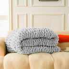 Ultra Soft Chunky Knit Blanket Throw -50x60 Hand Knitted Warm Chenille Throw, Home Decor Soft Thick Yarn Cable Knit Blanket Breathable Fleece Banket Christmas for Couch Bed Sofa Best GIF