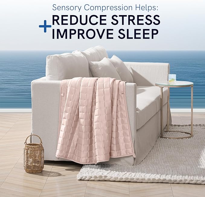 YnM Cooling Weighted Blanket for Adults, 15lbs Heavy Bed Throw Comforter with 100% PE Fabric, Ideal for Hot Sleepers or Summer Days(60x80 Inches for Queen/King Bed, 15 Pounds, Pink)