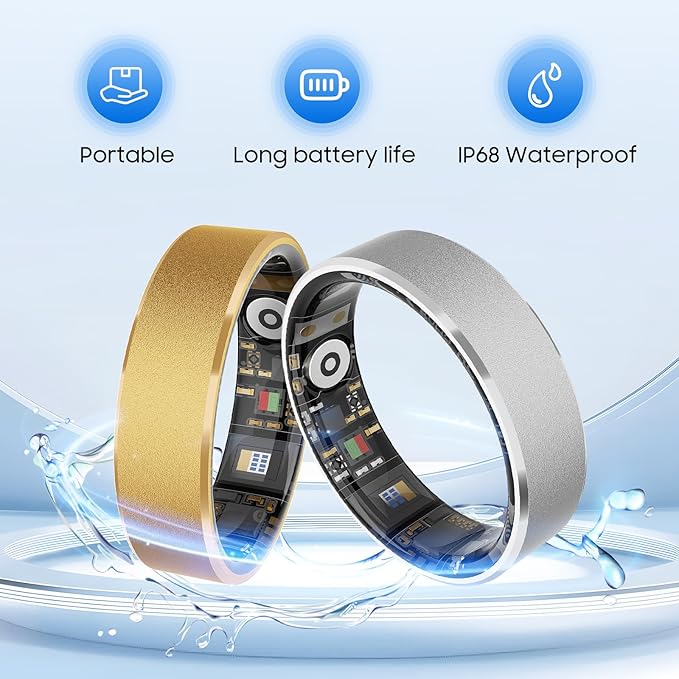 Smart Health Ring, Featuring Stress and Sleep Monitoring Functions, Compatible with iOS and Android,Waterproof Fitness Tracker for Women & Men, No Subscription Fee. (Black, 11)