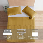 IR Imperial Rooms Queen Quilt Bedding Set Size (90" x 96") + 2 Pillow Shams (20" x 26"+ 2") - 3 Pcs All Season Lightweight Reversible Microfiber Coverlet Embossed Quilt Bedspread (Ochre)