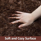 Fluffy Rugs for Bedroom Living Room 3x5 Brown Shaggy Area Rug Soft Plush Fuzzy Fur Throw Carpets Kids Rug for Nursery Kids Room Dorm Home Decor Aesthetic