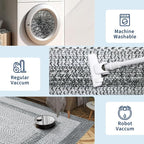 RUGSREAL 3x5 Area Rug, Washable Rug for Bedroom Braided Printed Throw Mat, Living Room Area Rug Non Slip Stain Resistant Small Dining Room Rug, Rustic Accent Small Carpet for Entryway Home Decor, Grey