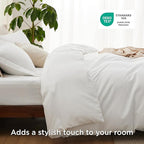 Bedsure Duvet Cover with Fitted Sheet Queen - Cooling Deep Pocket, Hotel Luxury Soft Double Brushed Bedding Set with Zipper Closure, 1 Duvet Cover, 1 Fitted Sheet, 2 Pillow Shams, NO Comforter, White