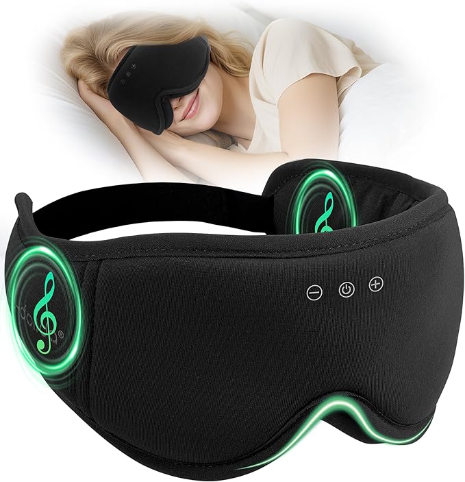 3D Bamboo Cotton Sleep Mask with Headphones Bluetooth 5.4, LC-dolida 2025 New Bluetooth Sleep Mask Headphones for Side Sleepers Women Men, Sustainable Luxury for Better Sleep