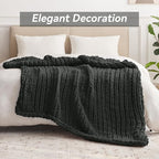 Negwoo Chunky Knit Throw Blanket, 50''*60'' Knitted Throw Chenille Yarn for Bed Couch, Handmade Dark Grey Crochet Big Thick Blanket, Machine Washable Cute Comfy Blanket for Home Decor
