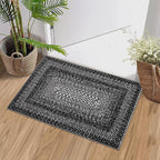 RUGSREAL Entryway Rug 2x3 Small Bedside Throw Mat with Rubber Backing Machine Washable Living Room Rug Non Slip Bathroom Mat Stain Resistant Braided Print Carpet for Dining Room Kitchen Hallway, Black