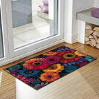 Flower Area Rug 2x3 ft Entry Rug Washable BohemianRugs Non Slip Low Pile Floral Door Mat Small Carpet for Bedroom, Bedside, Kids Room, Office, Dining Room
