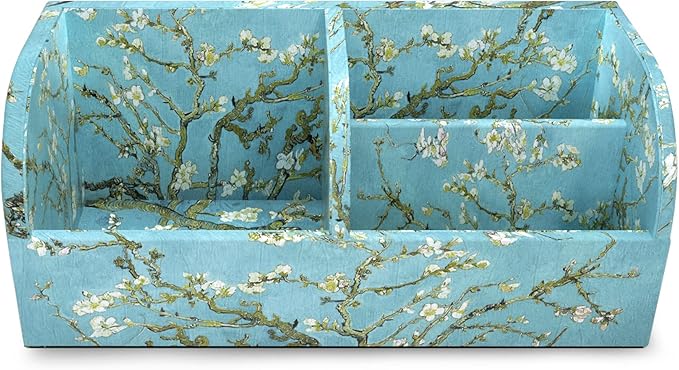 QIELIZI PU Leather Supply Organizer,Remote Control Holder Multifunctional Office Stationery Storage Box Organizer,Pencil Holders Organizers Table Top Desktop Desk Accessories(1-Peach Blossom)