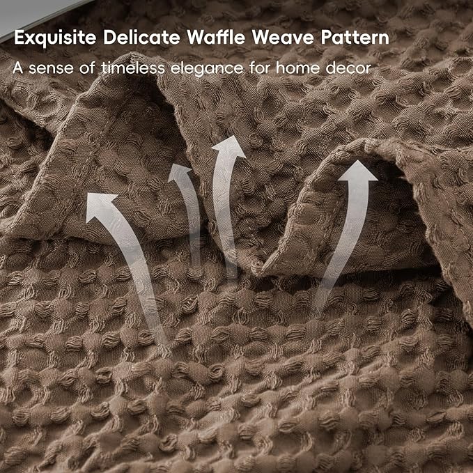 PHF Ultra Soft Waffle Weave Throw Blanket 50"x 60"- Washed Lightweight Breathable Cozy Woven Blanket for Bed - Aesthetic Decor for Couch Bedding Sofa Home Car - Chocolate