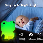 Led Cute Frog Night Light, Dimmable Timer Nursery Kawaii Lamps, Super Squishy Silicone USB Rechargeable Beside Lamp, Used for Camping Party Room Decor (Frog)