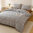 CLOTHKNOW Black Leopard Print Twin Comforter Set 3Pcs Black Brown Bedding Sets Soft Boho Cheetah Print Bedding Sets with 2 x Pillow Cases