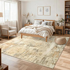 CRYPTOLITE Area Rugs 9x12 Rug for Living Room Abstract Washable Rug with Non-Slip Backing Low Pile Area Rugs for Bedroom, Dining Room, Khaki