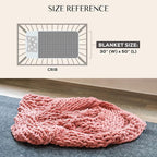 SAMIAH LUXE Chunky Knit Blanket Throw 50x30", Pink Chenille Chunky Knit Throw Blankets for Living Room Decor or Boho Decor, Personal Lap Blanket for Couch or Bed, Cable Knitted Crochet Lap Blankets