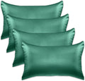 Elegant Comfort 4-Pack Cooling Viscose Satin Pillowcase Set with Hidden Zipper Closure, Silky Smooth for Hair and Skin Care-Beautiful Gift Box-4-Piece Satin Pillowcases, Standard/Queen, Hunter Green
