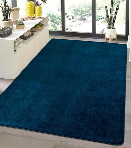 Andecor Soft Area Rug, 4x6 Navy Blue Washable Rugs for Living Room Bedroom, Indoor Fluffy Carpets for Dorm Boys Girls Kids Room Nursery Home Decorations