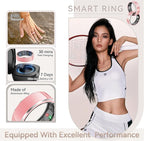 Smart Ring for Women, Fitness & Activity Tracker with Blood Pressure/Heart Rate Monitor, Sleep Tracker, Step Counter, IP68 Waterproof Ring for iOS & Android,Fast Charge, No Subscription (Pink,Size10）