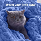 Negwoo Chunky Knit Throw Blanket, 40''*50'' Knitted Throw Chenille Yarn for Bed Couch, Handmade Light Blue Crochet Big Thick Blanket, Machine Washable Cute Comfy Blanket for Home Decor