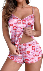 Ekouaer Silk Pajamas Set for Women Satin Camisole Sleepwear Lingerie V-Neck Cami Top and Shorts Pjs