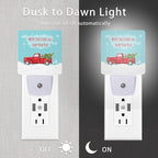 Christmas Décor Night Light,Retro Pickup and Christmas Tree Night Lights Plug into Wall with Dusk to Dawn Light Sensors 0.5W Dim Lamp for Bedroom