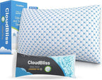 CloudBliss Shredded Memory Foam Pillow for Sleeping - Adjustable Cooling Pillow with Breathable Washable Cover, CertiPUR-US Certified, 1 Pack Queen Size for Side/Back/Stomach Sleepers