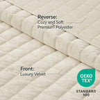 BEDELITE Velvet Quilt Set Queen Size - Luxury Velvet Comforter Bedding Set 3 Pieces, Soft Cozy Cream White Oversized Bedspread Coverlet for All Seasons with 2 Pillow Shams
