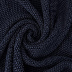 Longhui bedding Dark Navy Blue Cotton Cable Knit Throw Blanket for Couch Sofa Bed, Lightweight Home Decorative Throws, Bonus Laundering Bag, 60 x 80 Machine Washable