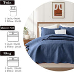 IR Imperial Rooms Queen Quilt Bedding Set (90" x 96") - Bulk Pack of 10 Wholesale for Hotels, Guest Bedroom & Airbnbs - Lightweight Microfiber Reversible Embossed Quilts Bedspreads (Light Blue)