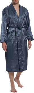 Lavenderi Mens Silky Satin Lounge Robe, Long Lightweight Sleepwear
