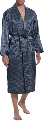 Lavenderi Mens Silky Satin Lounge Robe, Long Lightweight Sleepwear