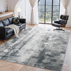 CRYPTOLITE Abstract Area Rug 5x7 Washable Rug with Non-Slip Backing Low Pile Area Rug Area Rugs for Living Room, Bedroom, Dining Room, Grey