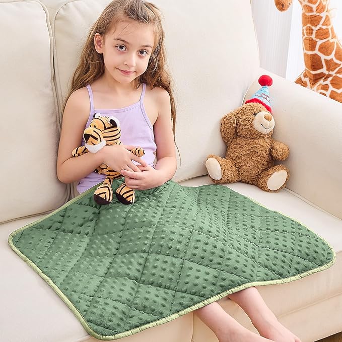 yescool Weighted Lap Blanket 2 lb, Weighted Lap Pad 20 * 30in Small Weighted Blanket, Moss Green