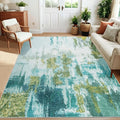 Area Rug 5x7 Washable Rugs Green Abstract Area Rug Soft Non-Slip Non-Shedding Faux Wool Stain Resistant Floor Carpets for Living Room Bedroom Dining Room Kids Room Home Office Farmhouse