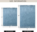 Chenille Throw Blanket for Couch 60"X 80" Twin, Soft Cozy Throws with Fringe Tassel for Bed Sofa Chair Cover, Lightweight Knitted Decorative Boho Blankets for Living Room, Dusty Blue