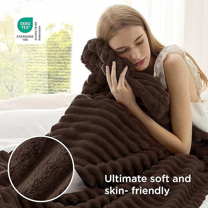 Bedsure GentleSoft Dark Chocolate Fleece Blanket for Couch - Cozy Soft Blankets for Women, Cute Small Throws for Girls, 60x80 Inches