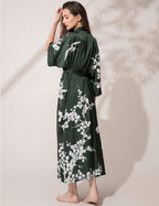 Aensso Long Soft Lightweight Silky Kimonos Robes for Women, Luxury Japanese Floral Womens Kimono Robe