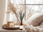 WEALD TRIBE Reed Diffuser Set for Bathroom Air Fresheners, Oil Diffuser Sticks with Flower | Balsam Fir Scent 4.0 fl oz Home Fragrance with Sticks Defusers | House Bedroom Office Shelf Decor