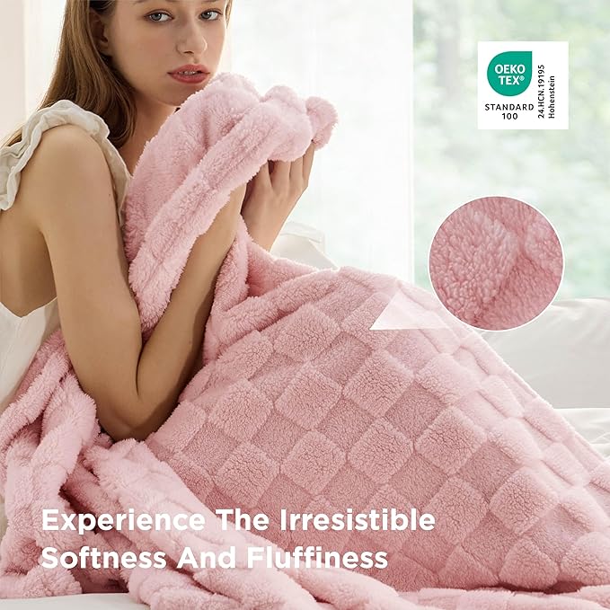 Bedsure GentleSoft Blankets Queen Size for Bed - Super Soft Cozy Blanket for, Large Fuzzy Fleece Throw for Bedroom Decor, Pink, 90x90 Inches