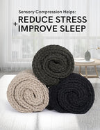 YnM Chenille Weighted Blanket, Handmade Chunky Knitted Design, Soft and Cozy, Temperature Regulating and Breathable, Machine Washable Throw for Sleep or Home Decor (Beige, 60x80 Inch, 15lbs)