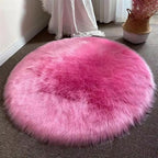 Lifup Soft Round Shaggy Rug, Faux Fur Area Rug, Fluffy Plush Carpets Circle Rugs for Living Room Fuzzy Rugs for Bedroom Under Dining Table Home Office Decor Hot Pink 2x2 Feet
