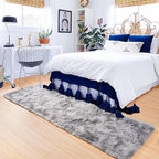 ISEAU Runner Rug for Dorm, College, Apartment, Bedroom, 2x6 Feet Shag Area Rug with Upgrade Non Slip, Light Grey Fluffy Carpet Runner for Hallway, Fuzzy Soft Rugs for Kids Boys Bedroom Decor