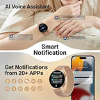 Fitpolo Smart Watch for Women,1.3" AMOLED Touchscreen Fitness Tracker, Make/Answer Calls, Heart Rate SpO2 Monitor,IP68 Waterproof,Sleep Activity Tracking Smartwatch for Android Phones iPhone (Gold)