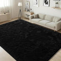 ISEAU Area Rugs 8x10 Feet for Living Room Rugs, Ultra Soft Fluffy Black Rugs for Bedroom, Non-Slip Modern Large Shag Bedroom Rug for Kids Room Dorm Home Decor