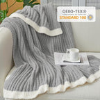 Snuggle Sac Fluffy Grey Blanket Twin Size, Soft Luxurious Knit Fuzzy Microfiber Blankets for Couch, Sofa, Bed, Grey, 60x80 inches